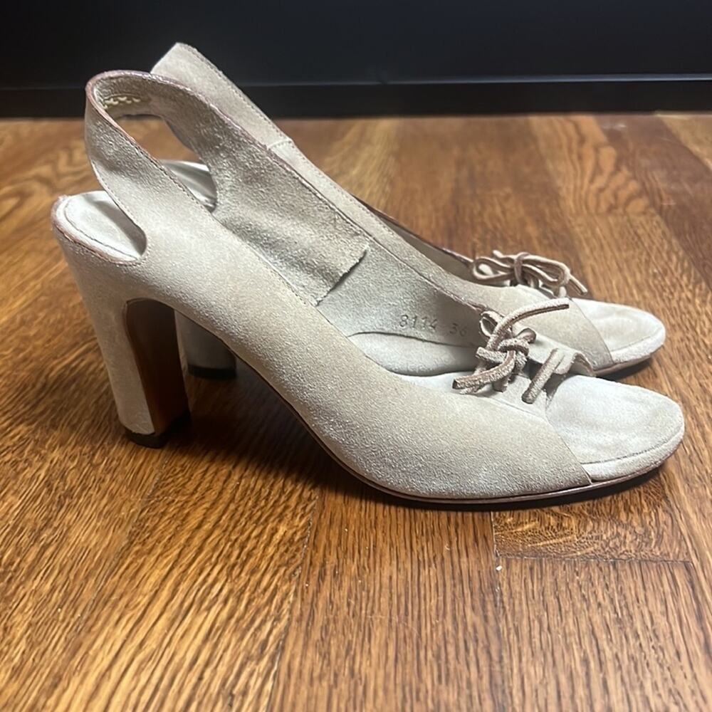 Roberto Del Carlo Suede Lace Top Pee Toe Heels Size 36